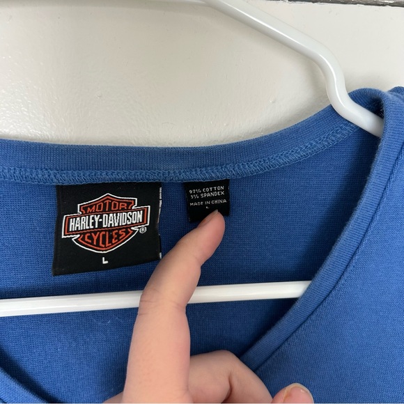 Vintage y2k Harley Davidson Top - Fitted V neck - Retro Biker alternative moto - Picture 3 of 6